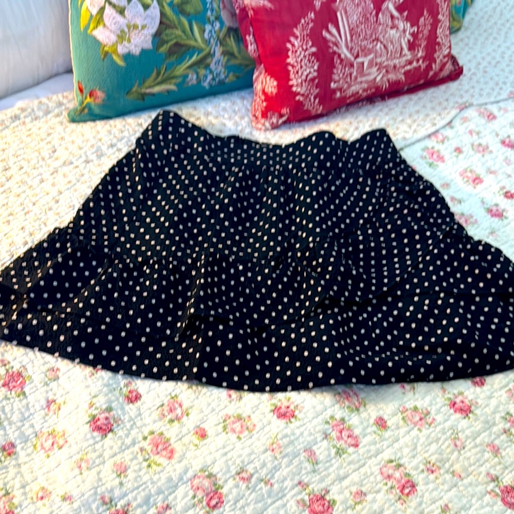 Sezane black cream ecru skirt size 38 6 nwot jupe Carolina polka dots